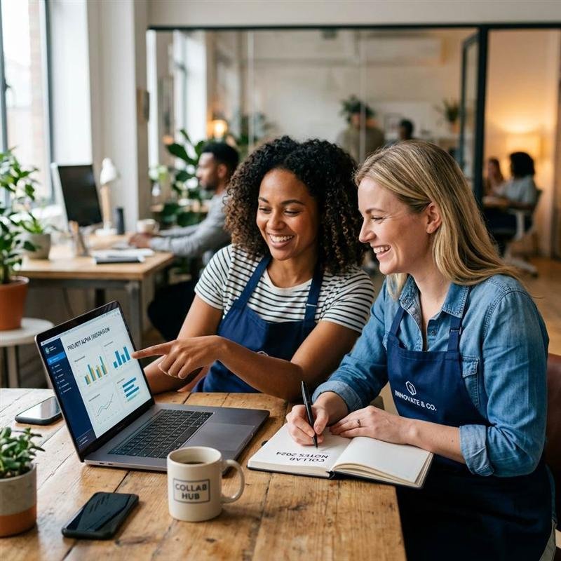 Two professionals collaborating over a laptop, employment tips